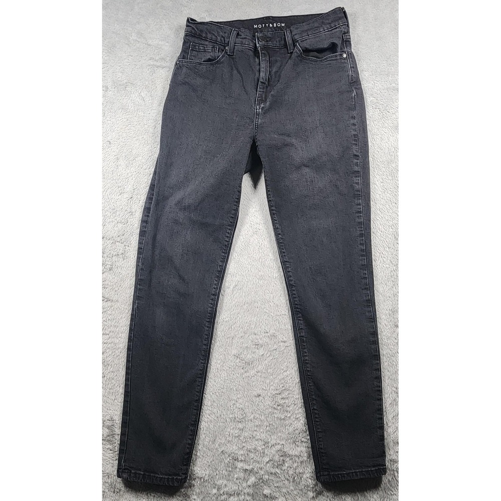 Mott & Bow Jeans Womens 27x28 Gray Charcoal Wash Tapered Regular Stretch Denim
